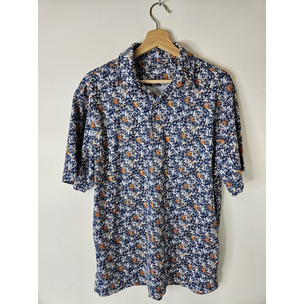 Bermuda Sands Men’s Golf Beach Pattern Polo Athletic Shirt Lightweight Medium
